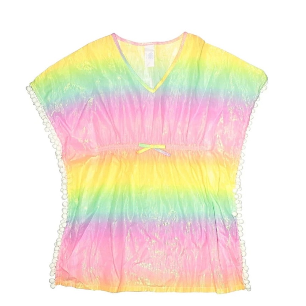 Justice Shimmery Pom-Pom Caftan Swim Cover-Up